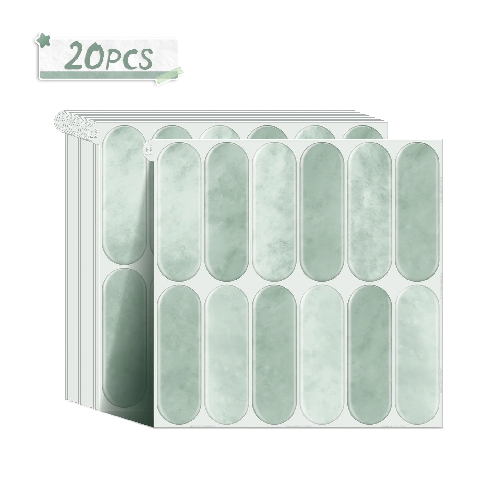 5/10/20PCS Removable Waterproof Tile Stickers, Oval Peel and Stick Backsplash for Kitchen, Bathroom, RV, Living Room, Bar