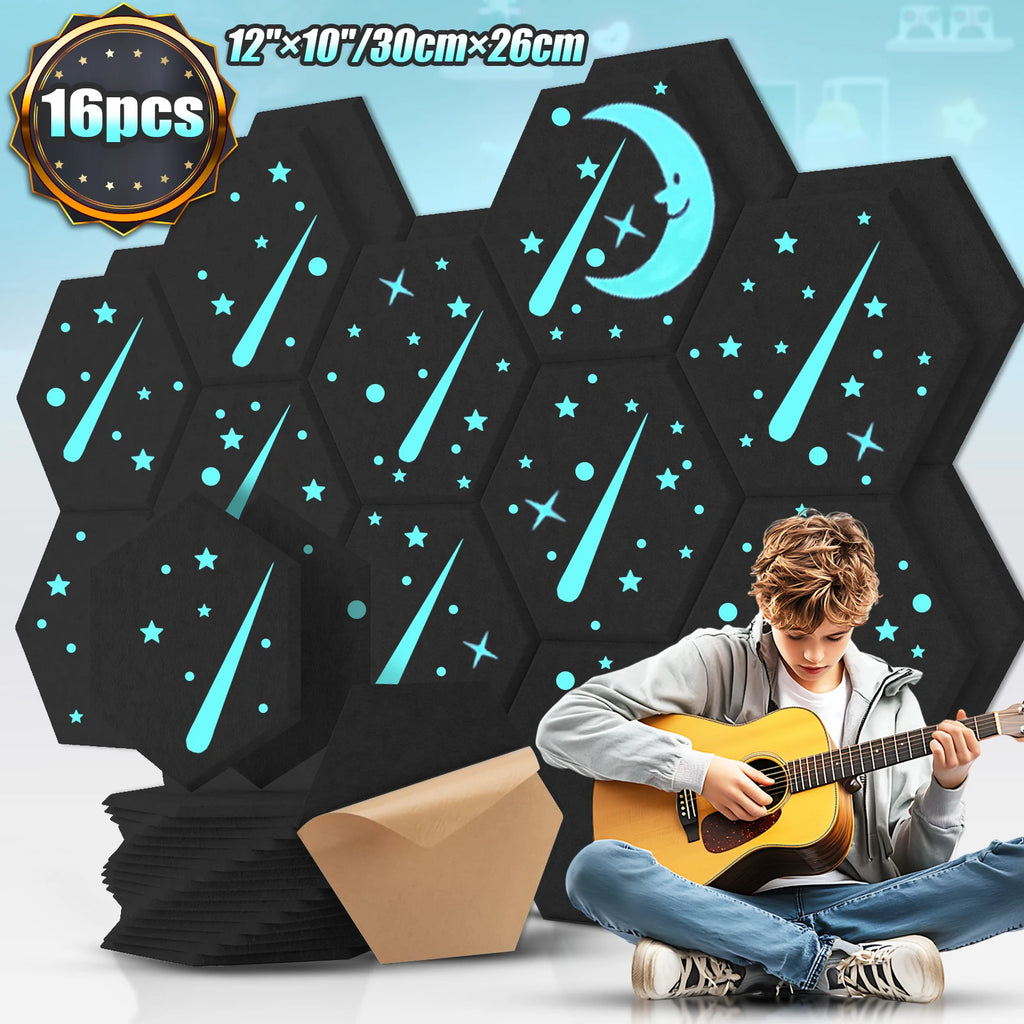 3-18Pack Self-Adhesive Wall Panels Hexagon Sound Insulation Foam Home Studio Office Decoration Sound Insulation Panel Wall Stick