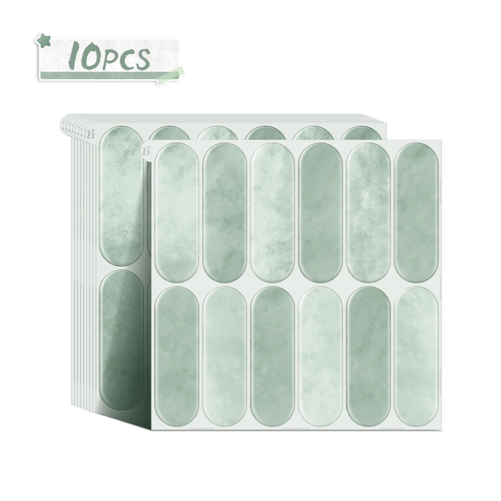 5/10/20PCS Removable Waterproof Tile Stickers, Oval Peel and Stick Backsplash for Kitchen, Bathroom, RV, Living Room, Bar
