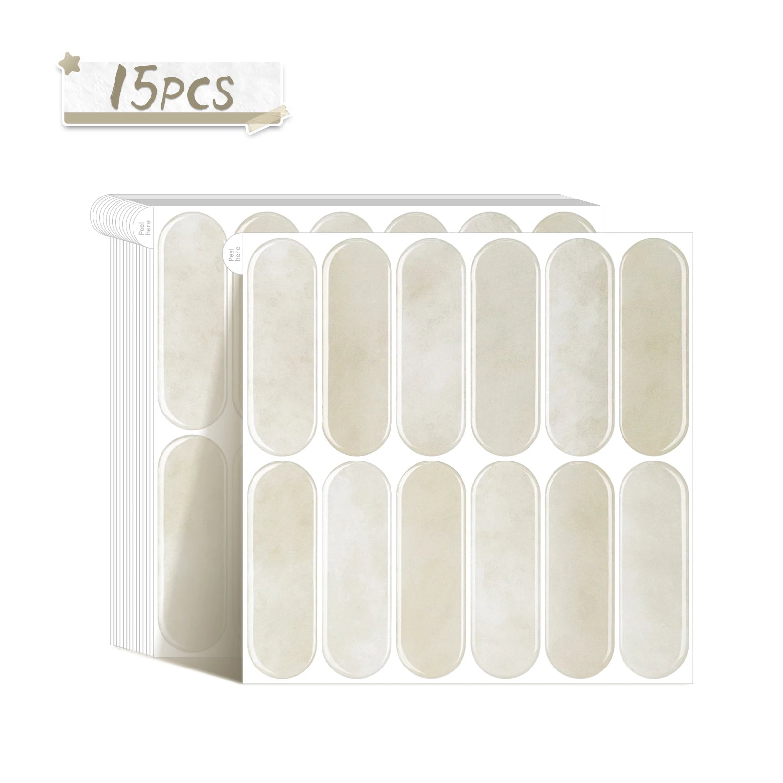 5/10/20PCS Removable Waterproof Tile Stickers, Oval Peel and Stick Backsplash for Kitchen, Bathroom, RV, Living Room, Bar