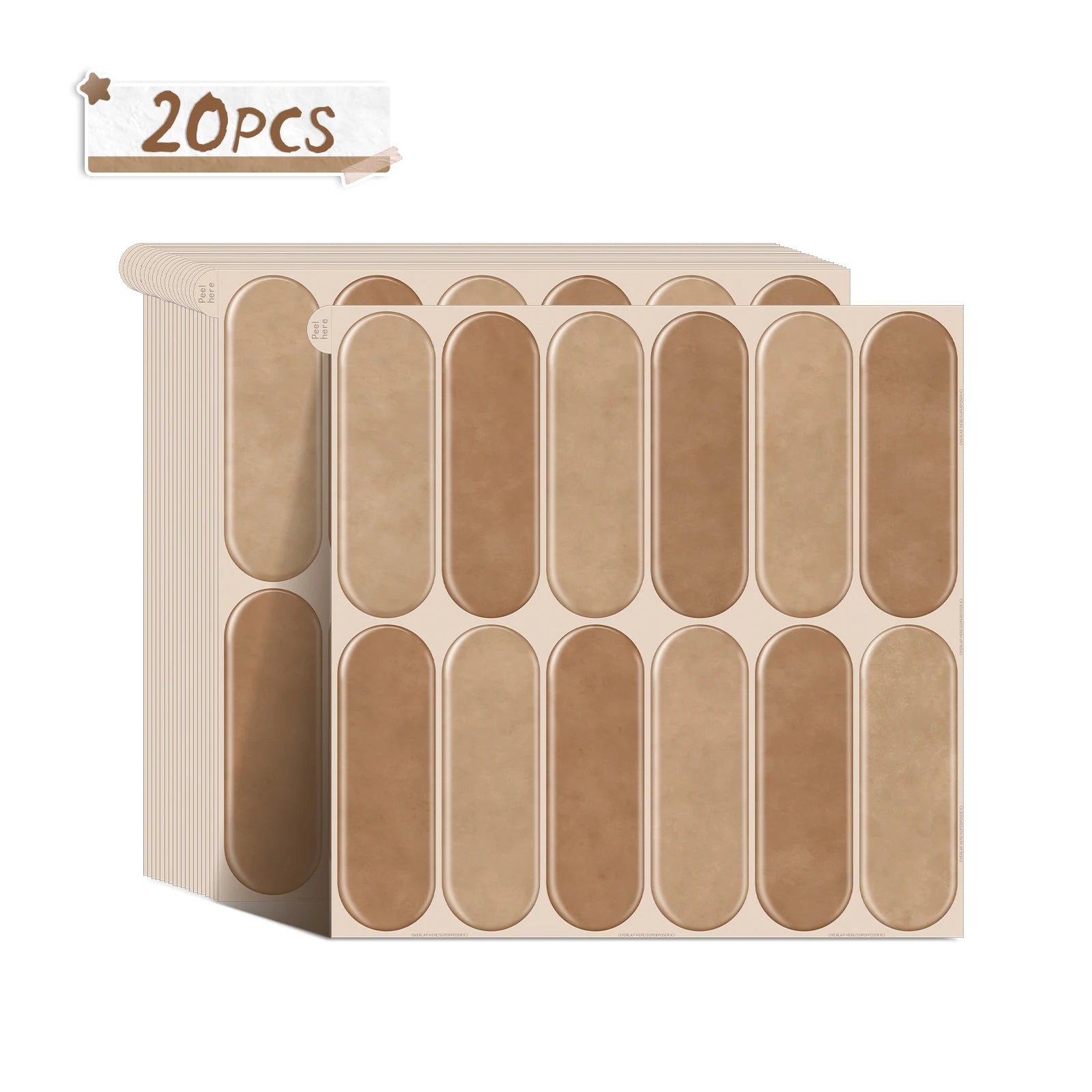 5/10/20PCS Removable Waterproof Tile Stickers, Oval Peel and Stick Backsplash for Kitchen, Bathroom, RV, Living Room, Bar