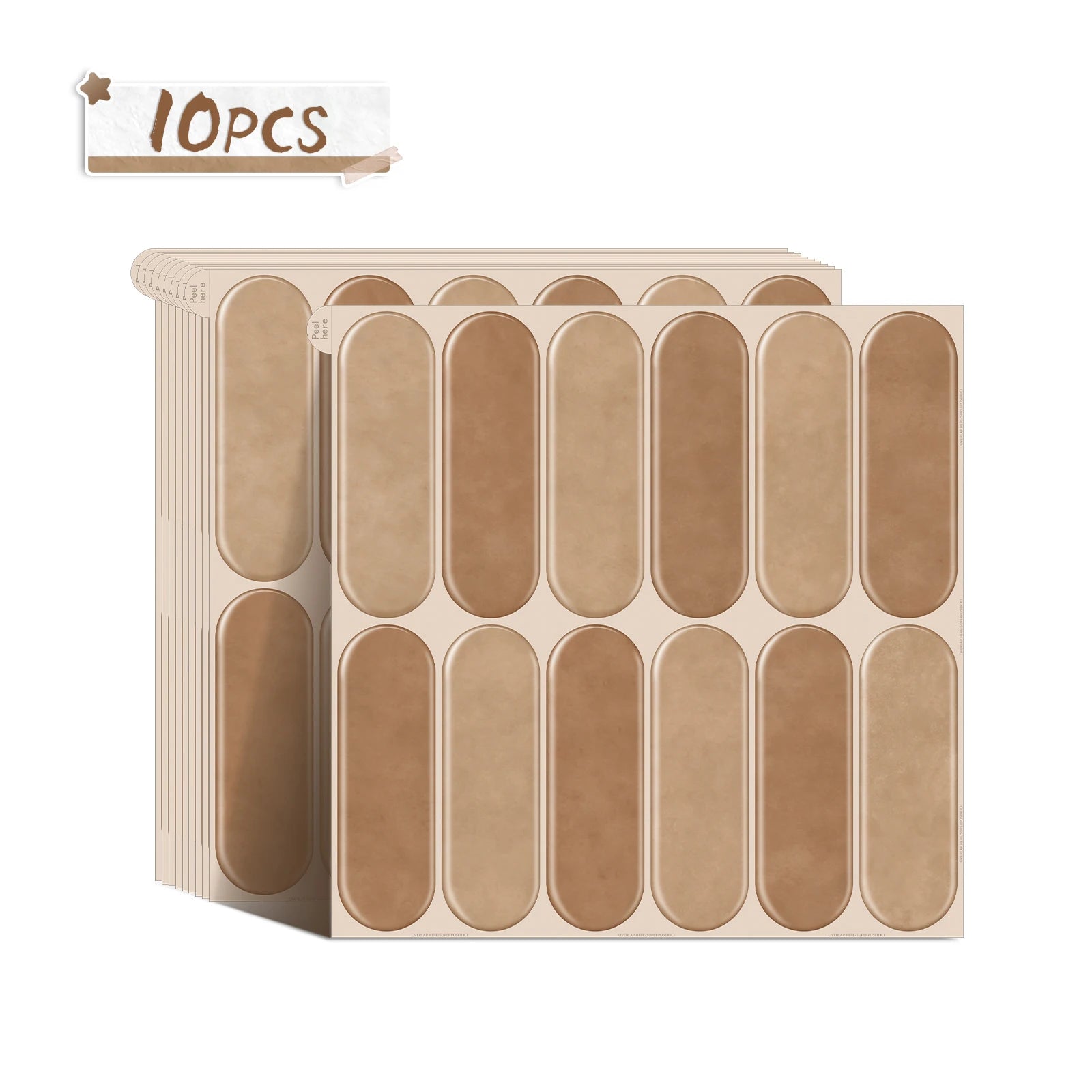 5/10/20PCS Removable Waterproof Tile Stickers, Oval Peel and Stick Backsplash for Kitchen, Bathroom, RV, Living Room, Bar