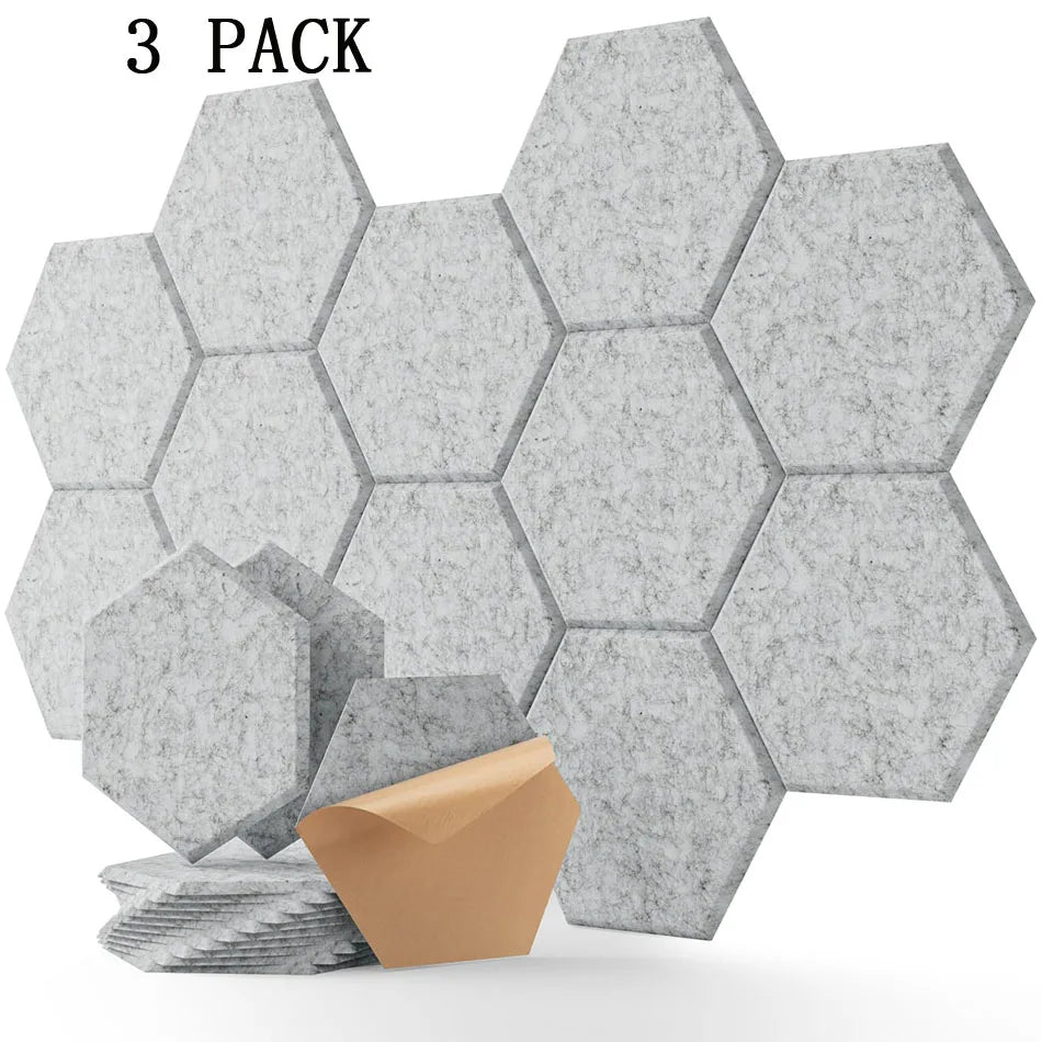 3-18Pack Self-Adhesive Wall Panels Hexagon Sound Insulation Foam Home Studio Office Decoration Sound Insulation Panel Wall Stick