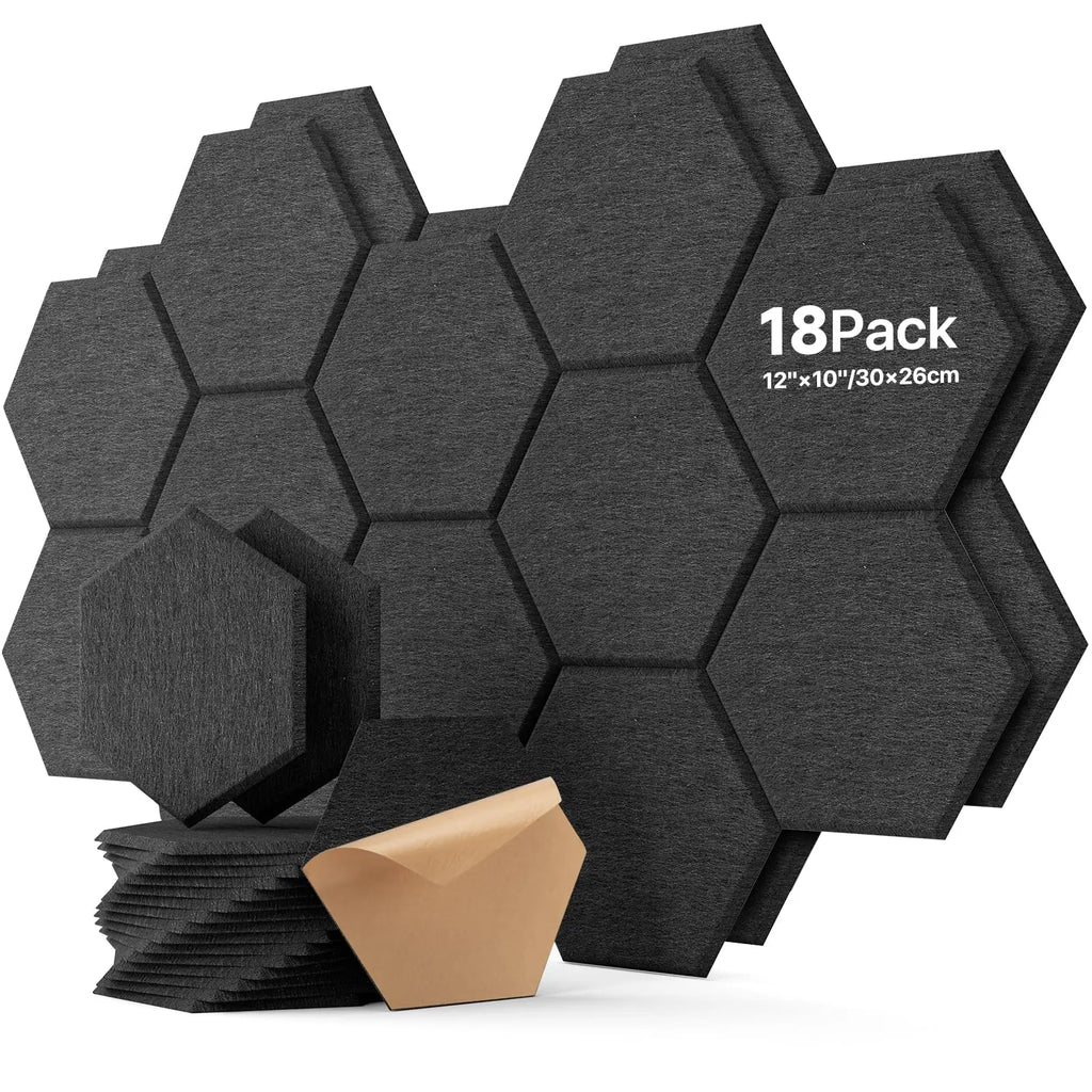3-18Pack Self-Adhesive Wall Panels Hexagon Sound Insulation Foam Home Studio Office Decoration Sound Insulation Panel Wall Stick