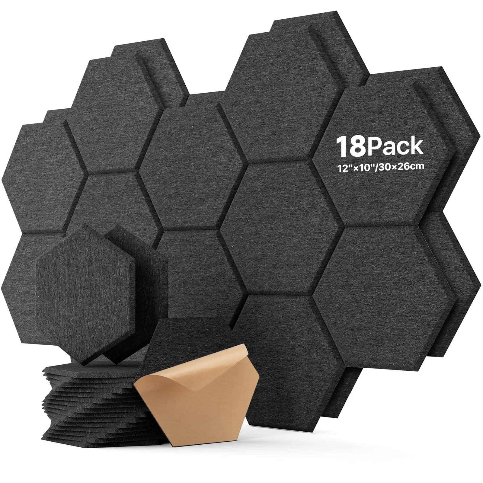 3-18Pack Self-Adhesive Wall Panels Hexagon Sound Insulation Foam Home Studio Office Decoration Sound Insulation Panel Wall Stick