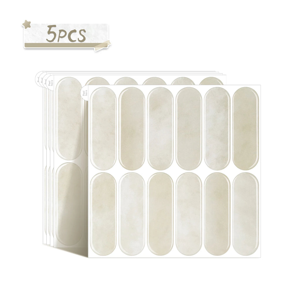 5/10/20PCS Removable Waterproof Tile Stickers, Oval Peel and Stick Backsplash for Kitchen, Bathroom, RV, Living Room, Bar