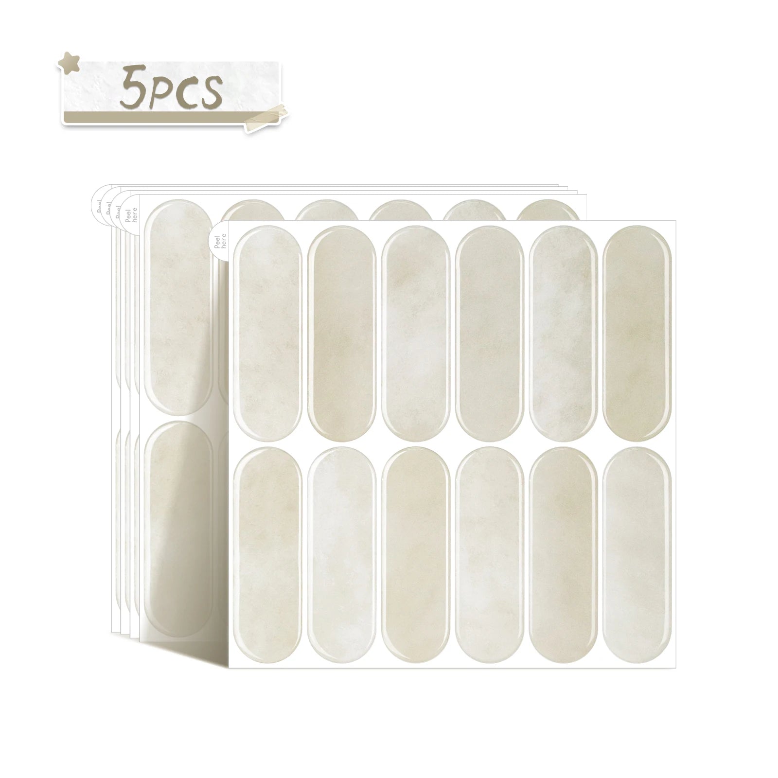 5/10/20PCS Removable Waterproof Tile Stickers, Oval Peel and Stick Backsplash for Kitchen, Bathroom, RV, Living Room, Bar