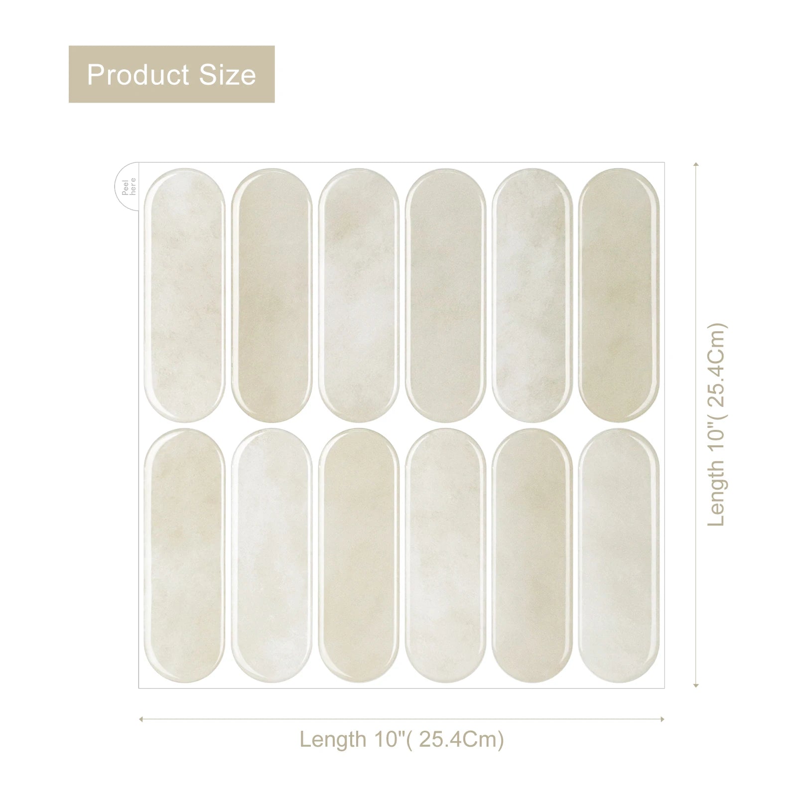 5/10/20PCS Removable Waterproof Tile Stickers, Oval Peel and Stick Backsplash for Kitchen, Bathroom, RV, Living Room, Bar