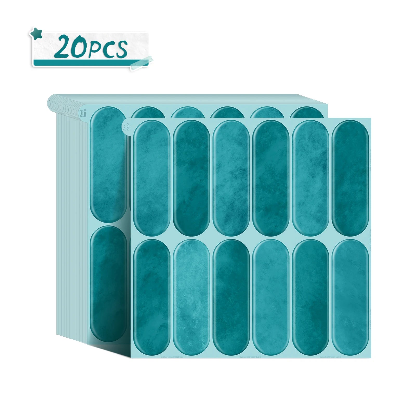 5/10/20PCS Removable Waterproof Tile Stickers, Oval Peel and Stick Backsplash for Kitchen, Bathroom, RV, Living Room, Bar
