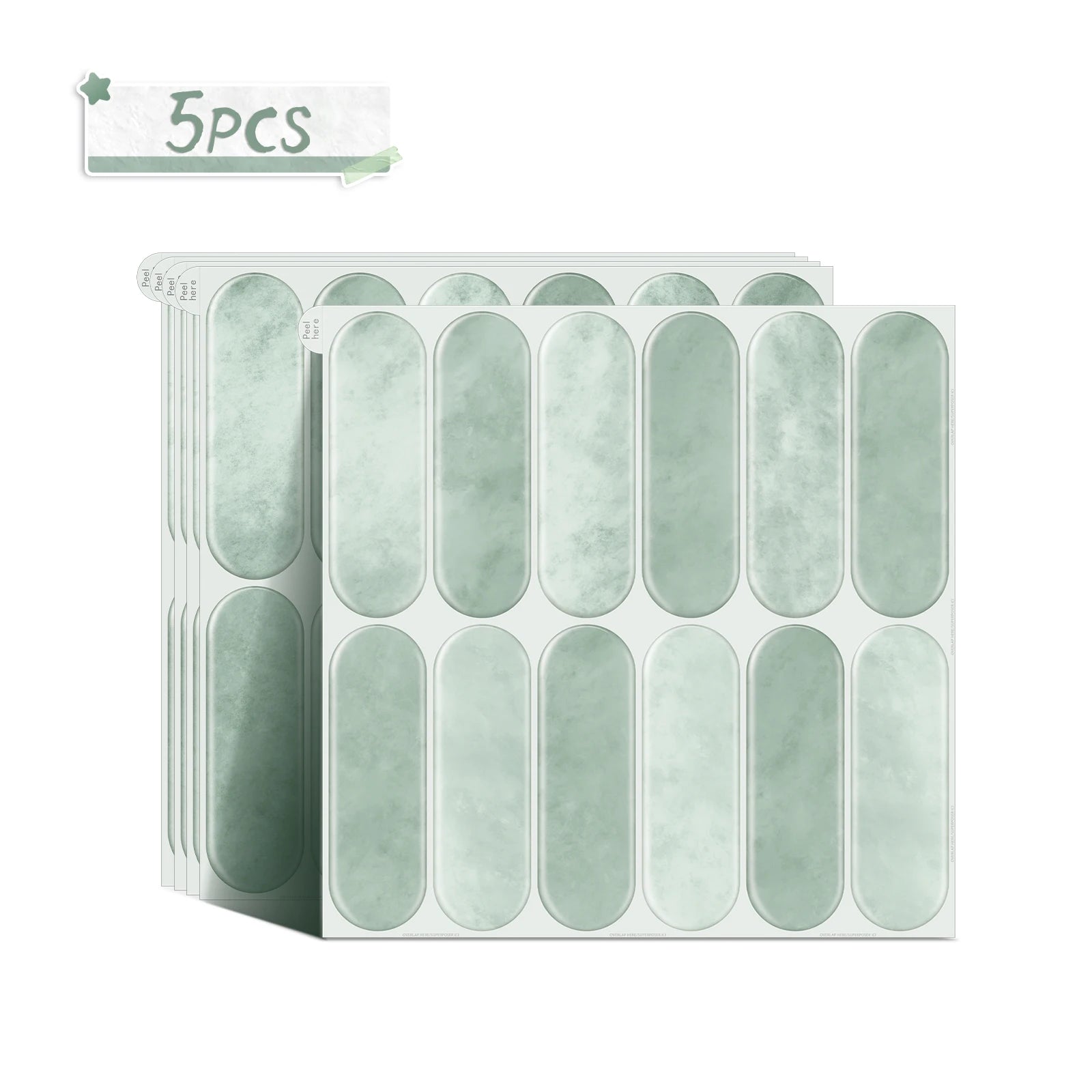 5/10/20PCS Removable Waterproof Tile Stickers, Oval Peel and Stick Backsplash for Kitchen, Bathroom, RV, Living Room, Bar