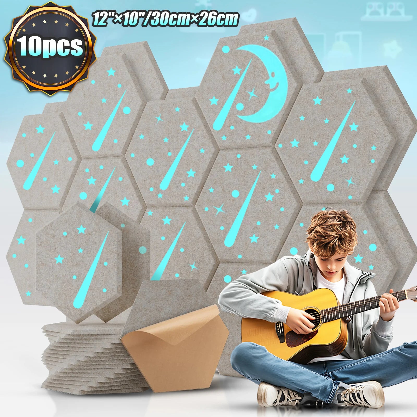 3-18Pack Self-Adhesive Wall Panels Hexagon Sound Insulation Foam Home Studio Office Decoration Sound Insulation Panel Wall Stick