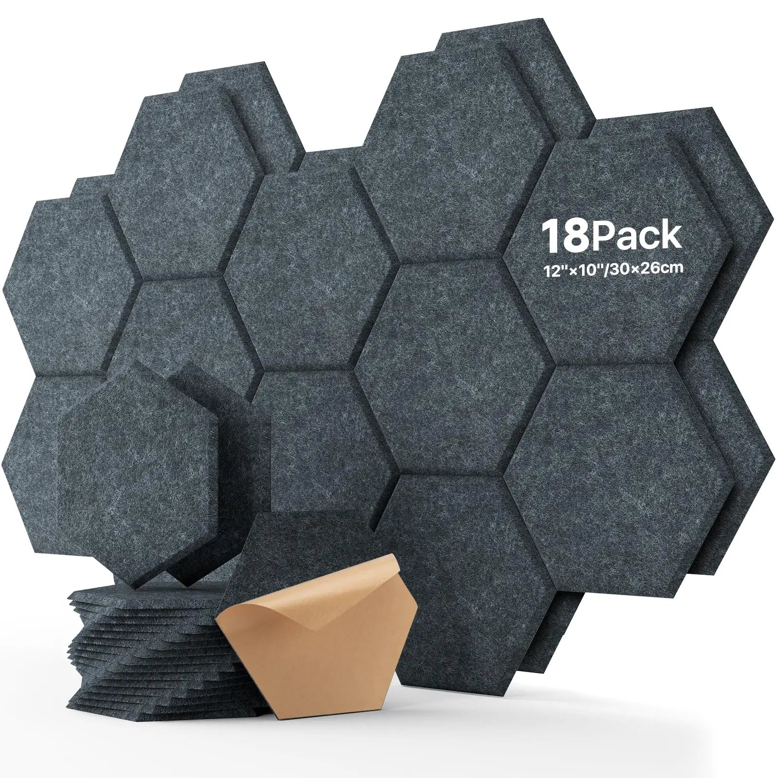 3-18Pack Self-Adhesive Wall Panels Hexagon Sound Insulation Foam Home Studio Office Decoration Sound Insulation Panel Wall Stick