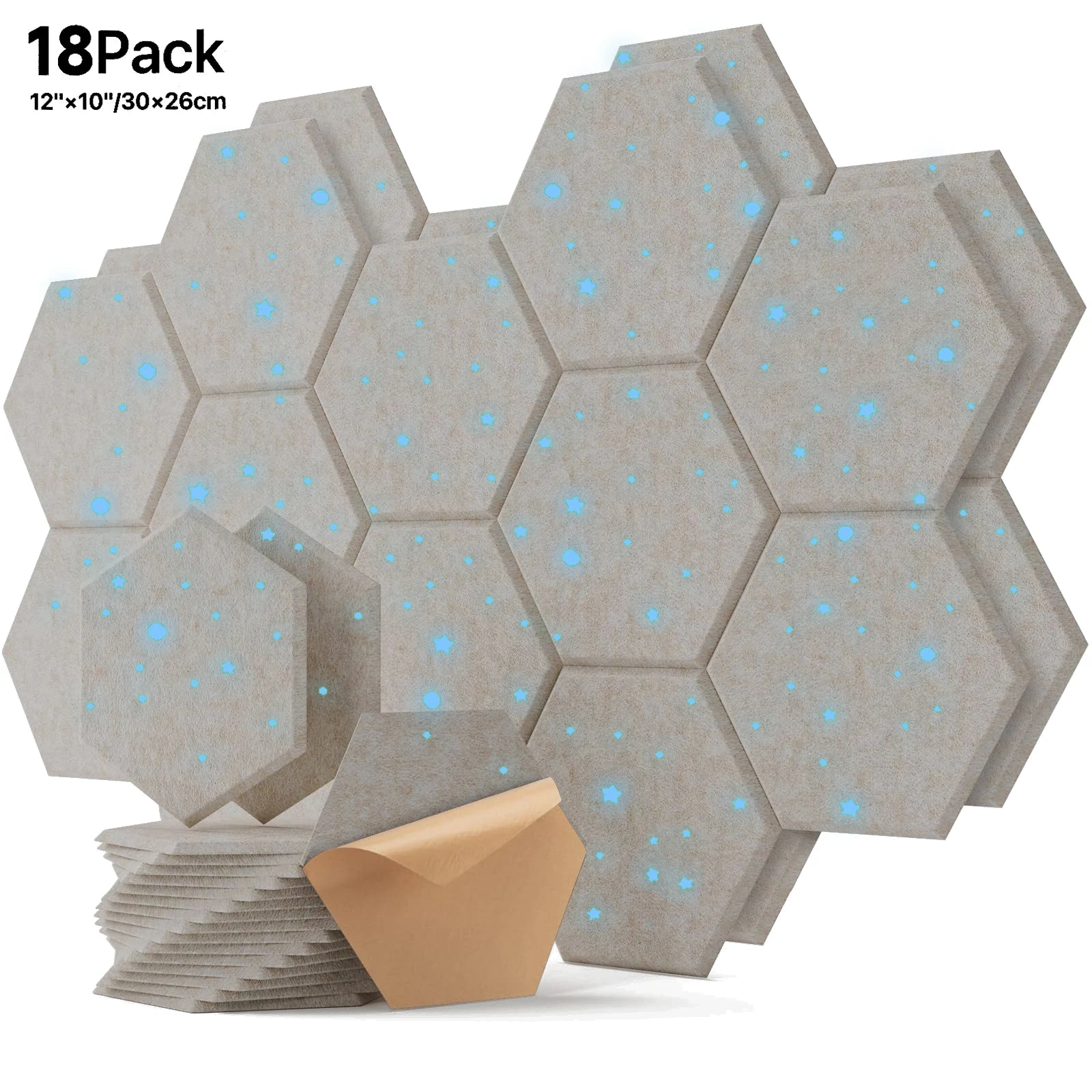 3-18Pack Self-Adhesive Wall Panels Hexagon Sound Insulation Foam Home Studio Office Decoration Sound Insulation Panel Wall Stick