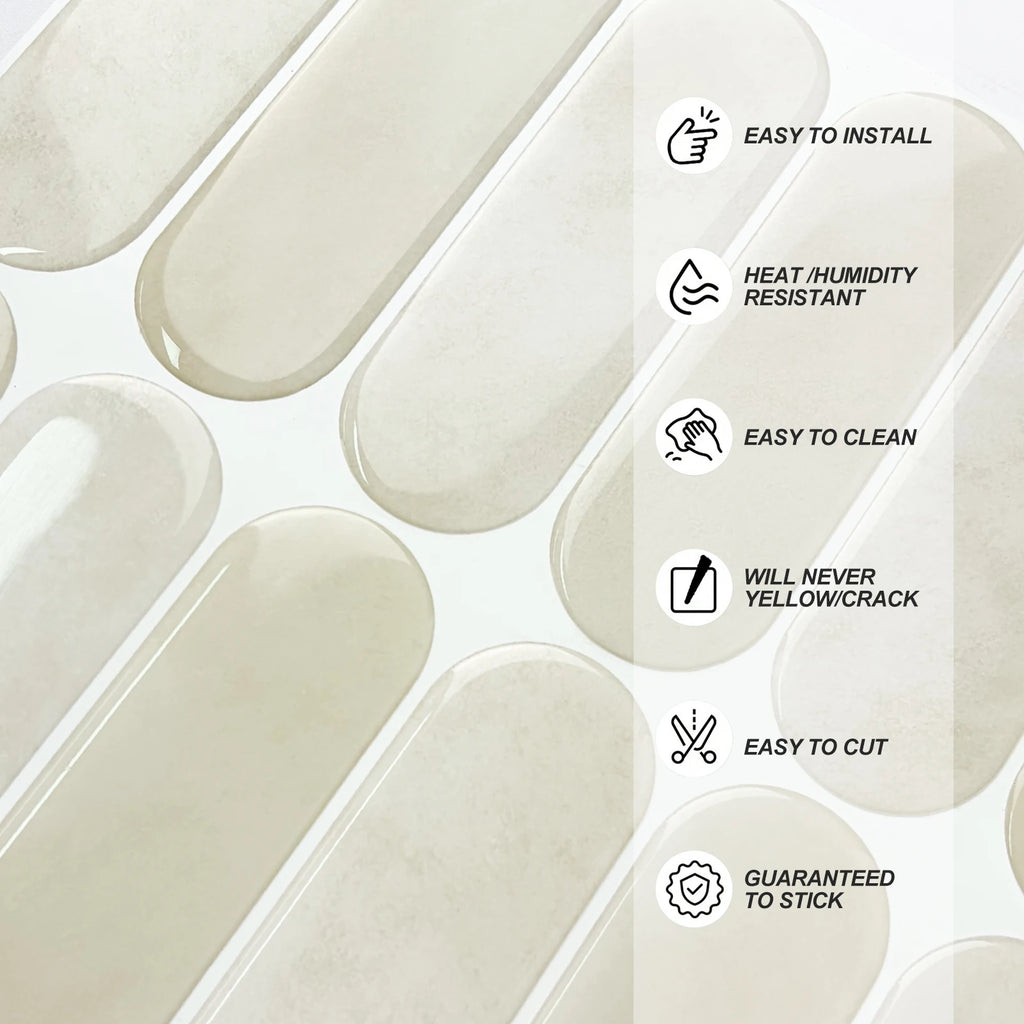 5/10/20PCS Removable Waterproof Tile Stickers, Oval Peel and Stick Backsplash for Kitchen, Bathroom, RV, Living Room, Bar