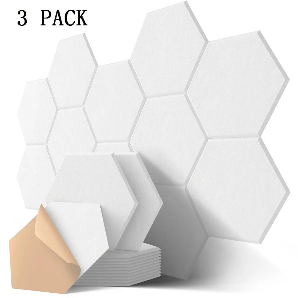 3-18Pack Self-Adhesive Wall Panels Hexagon Sound Insulation Foam Home Studio Office Decoration Sound Insulation Panel Wall Stick