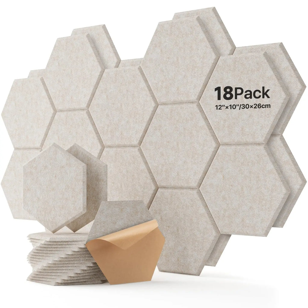 3-18Pack Self-Adhesive Wall Panels Hexagon Sound Insulation Foam Home Studio Office Decoration Sound Insulation Panel Wall Stick