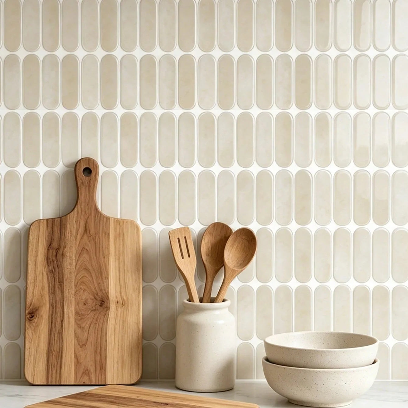 5/10/20PCS Removable Waterproof Tile Stickers, Oval Peel and Stick Backsplash for Kitchen, Bathroom, RV, Living Room, Bar