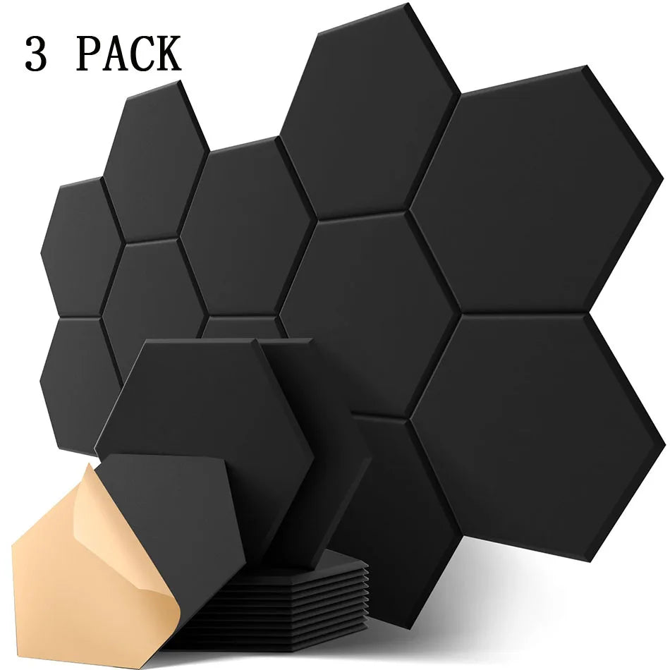3-18Pack Self-Adhesive Wall Panels Hexagon Sound Insulation Foam Home Studio Office Decoration Sound Insulation Panel Wall Stick