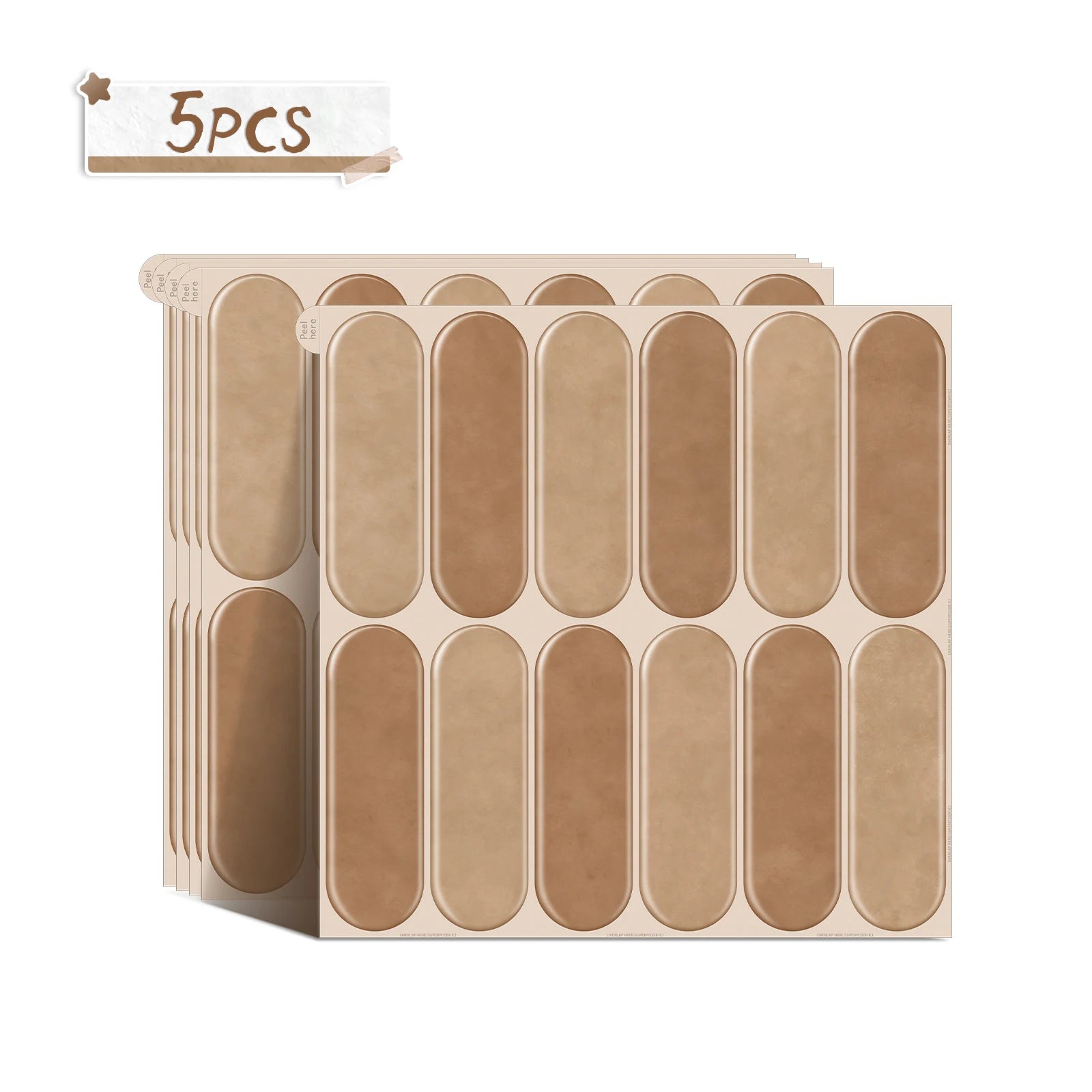 5/10/20PCS Removable Waterproof Tile Stickers, Oval Peel and Stick Backsplash for Kitchen, Bathroom, RV, Living Room, Bar